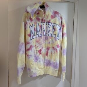 MARKET Tie-Dye Pullover Hoodie in Yellow, Pink & Lavender